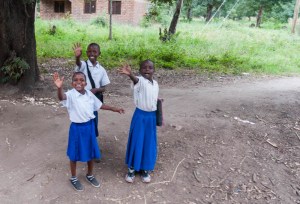 Schoolchildren along the road to Lake Manyara N.P. Tanzania.