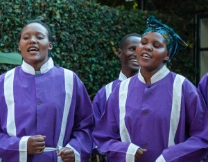 A local church choir performs at Gibbs Farm hotel, Tanzania.