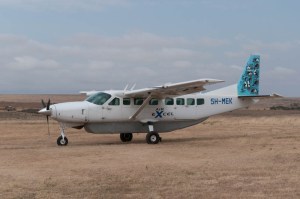 Our charter plane arrives in Wasson for our flight from Enashiva reserve to Arusha, Tanzania.