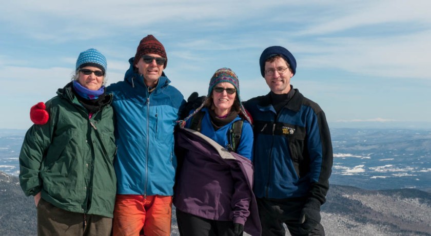 Jen, Lars, Lelia, and David on the summit of Mount Mansfield.