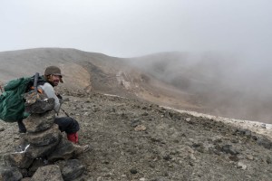 Ken at the rim of the Ash Pit, with a mist that may be (in part) caused by the fumes from the pit.