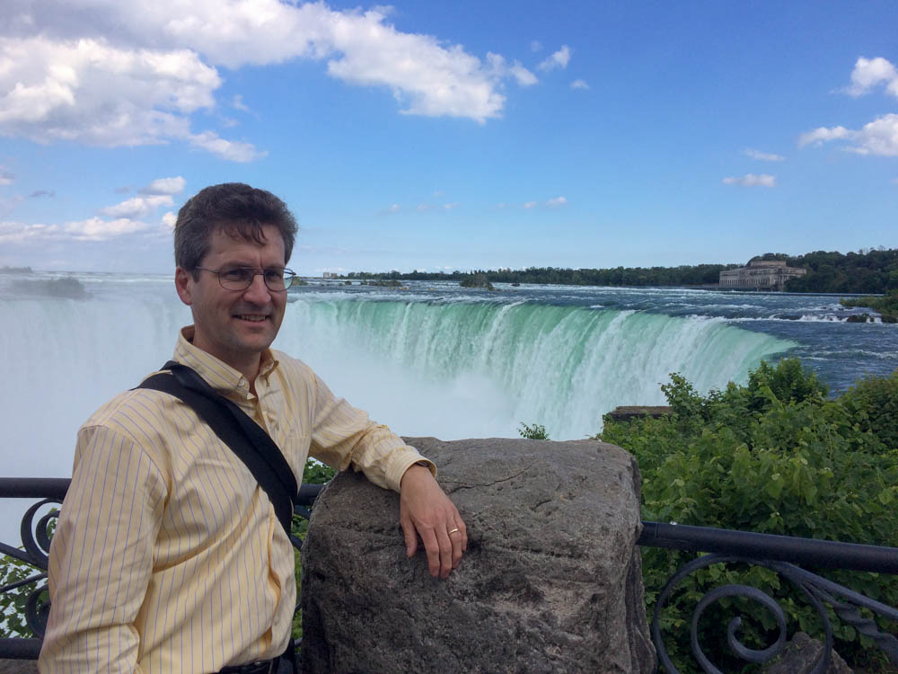 David at Niagara's Horseshoe Falls, as viewed from the Canadian side.