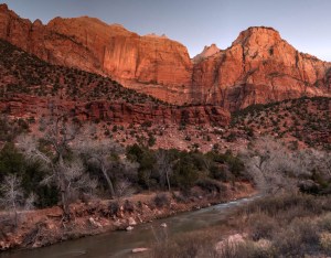 The streaked wall and the Sentinel, before sunrise.