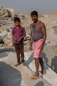 A quarry worker and his son, near Hampi.