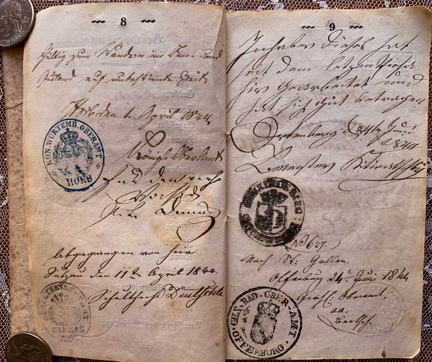 Franz Kotz documents; Wanderbuch pages 8-9