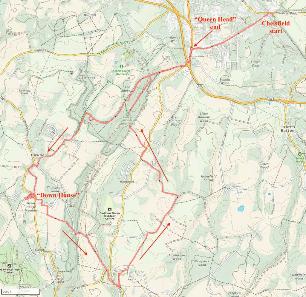 map showing my route