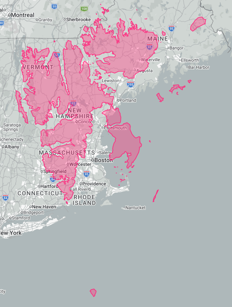 Map of the Svalbard archipelago overlaid on New England, to give a sense of scale.