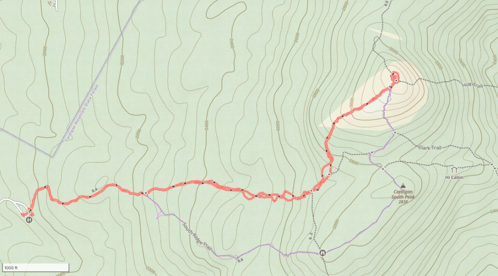 map of my hiking route